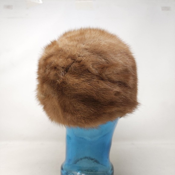 Mr D Womens Hat Vtg 1960s Light Brown Mink Fur Pillbox Mid Century Modern Luxury - Picture 3 of 9
